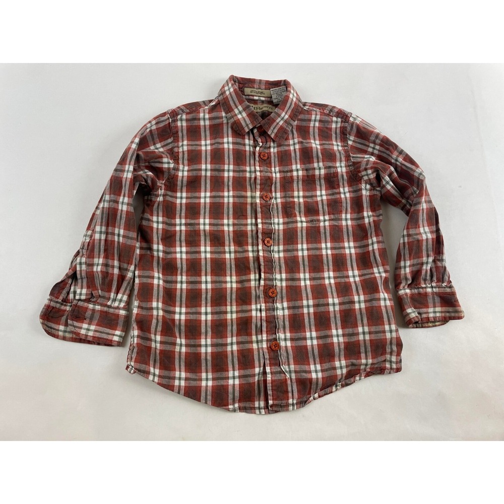 Ruff Hewn Shirt Boy's Size Small Red Multicolor Plaid Button Up Long Sleeve